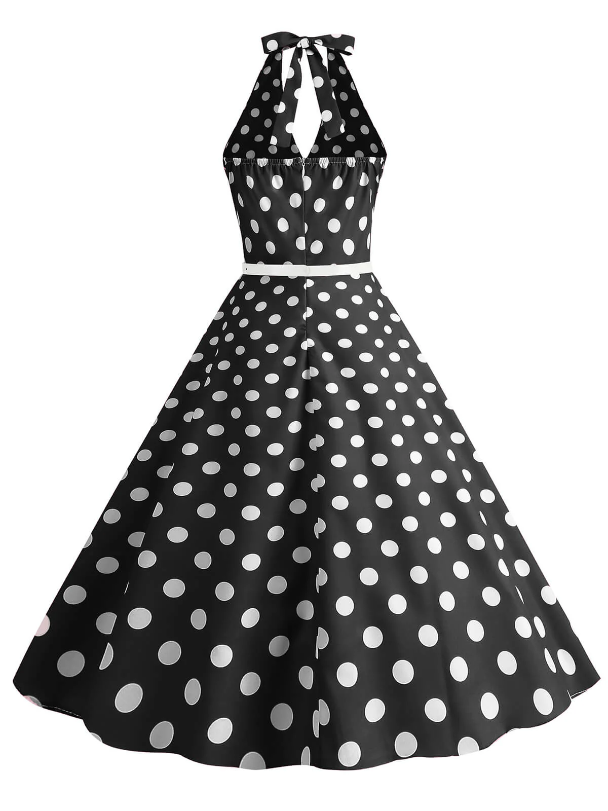 1950s Halter Polka Dot Print Swing Dress - Image 2