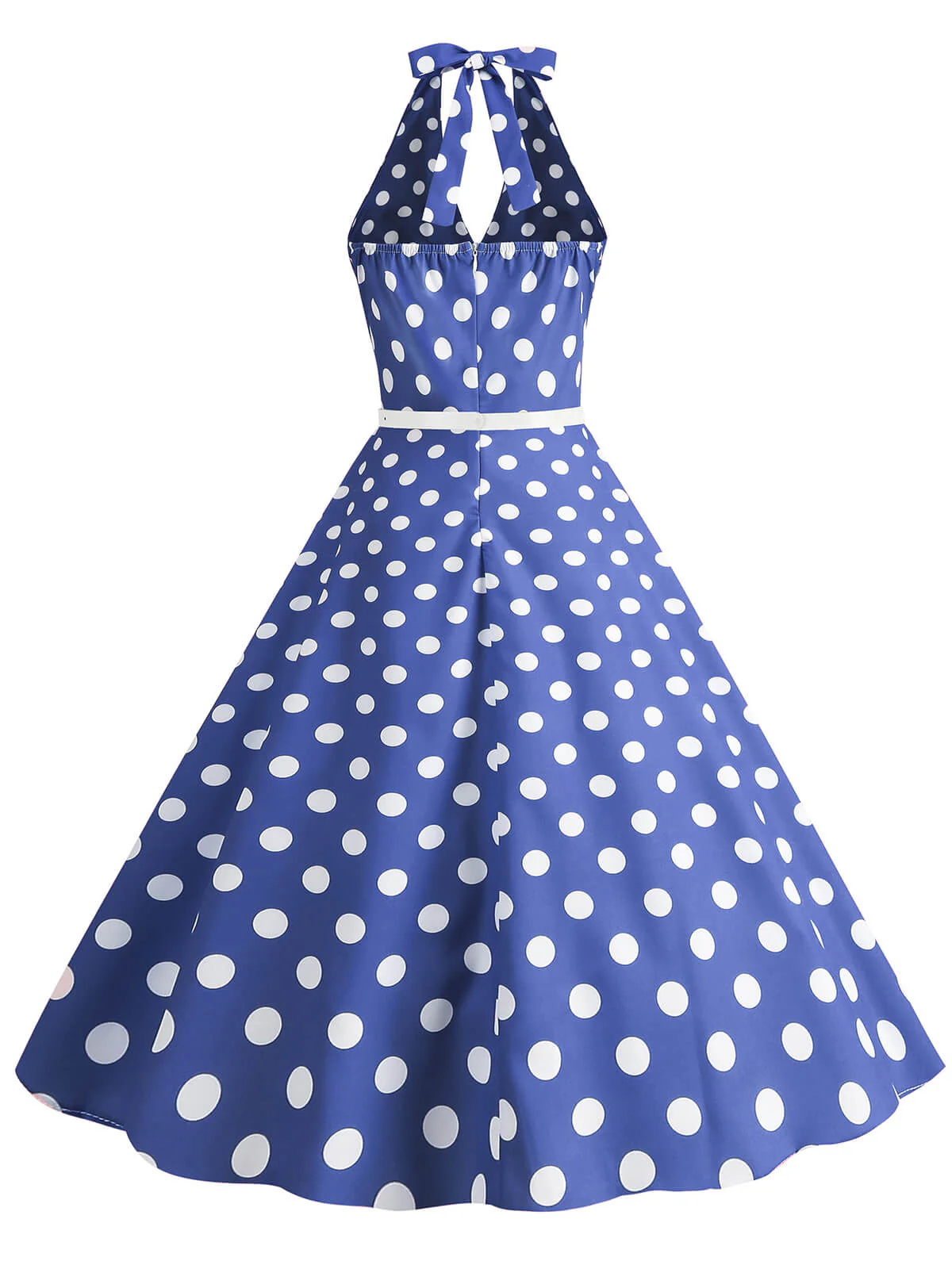 1950s Halter Polka Dot Print Swing Dress - Image 4