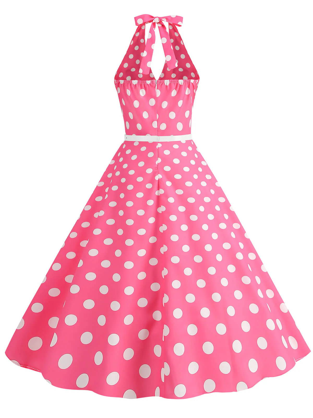 1950s Halter Polka Dot Print Swing Dress - Image 7