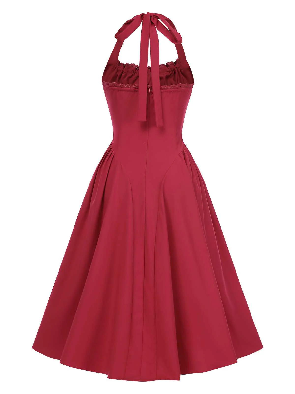 1950s Halter Solid Swing Corset Dress - Image 2