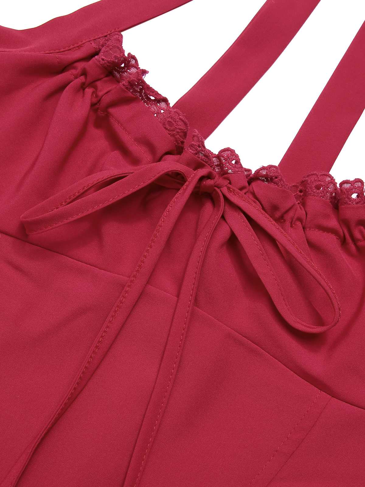 1950s Halter Solid Swing Corset Dress - Image 3