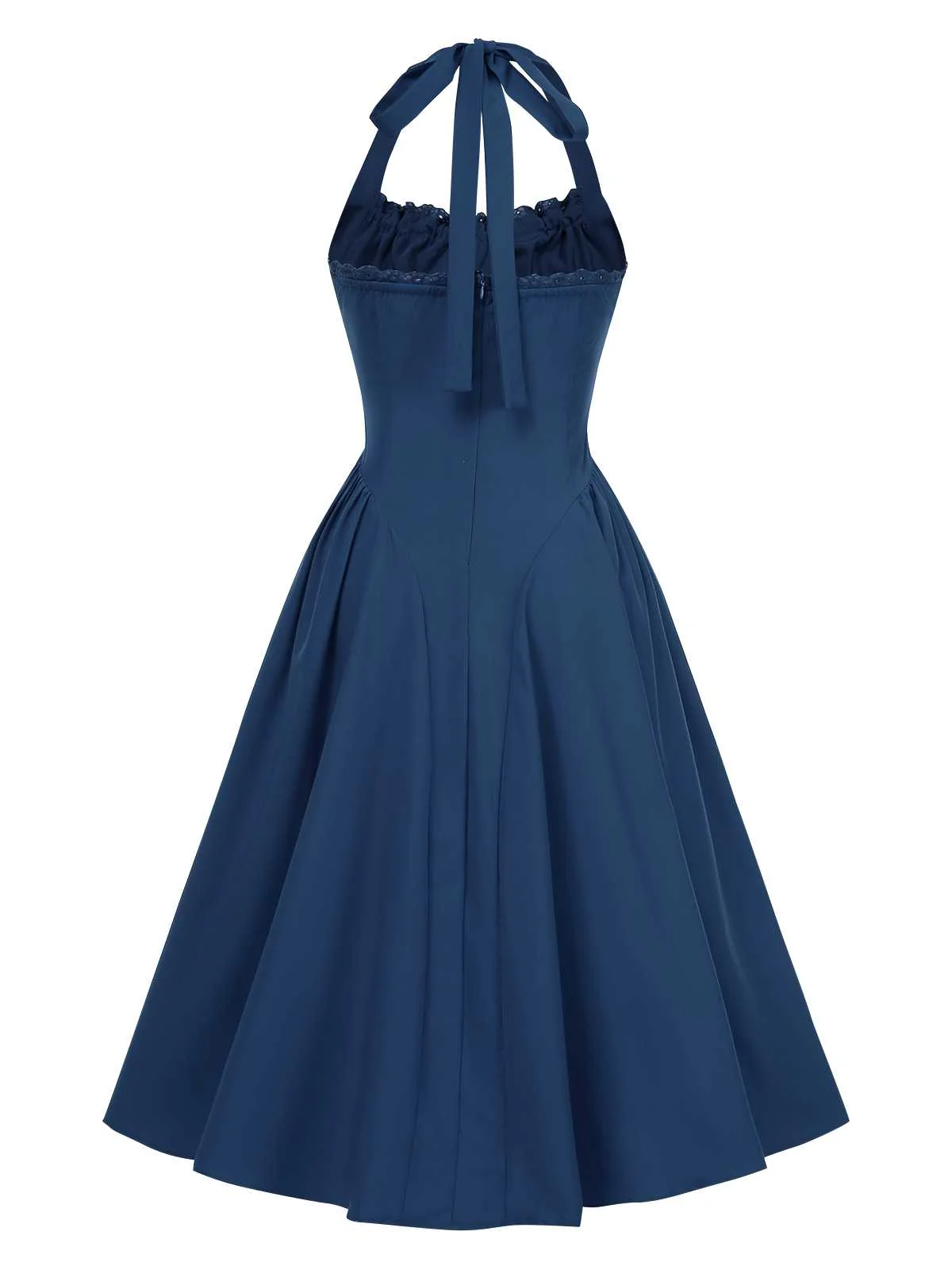 1950s Halter Solid Swing Corset Dress - Image 5
