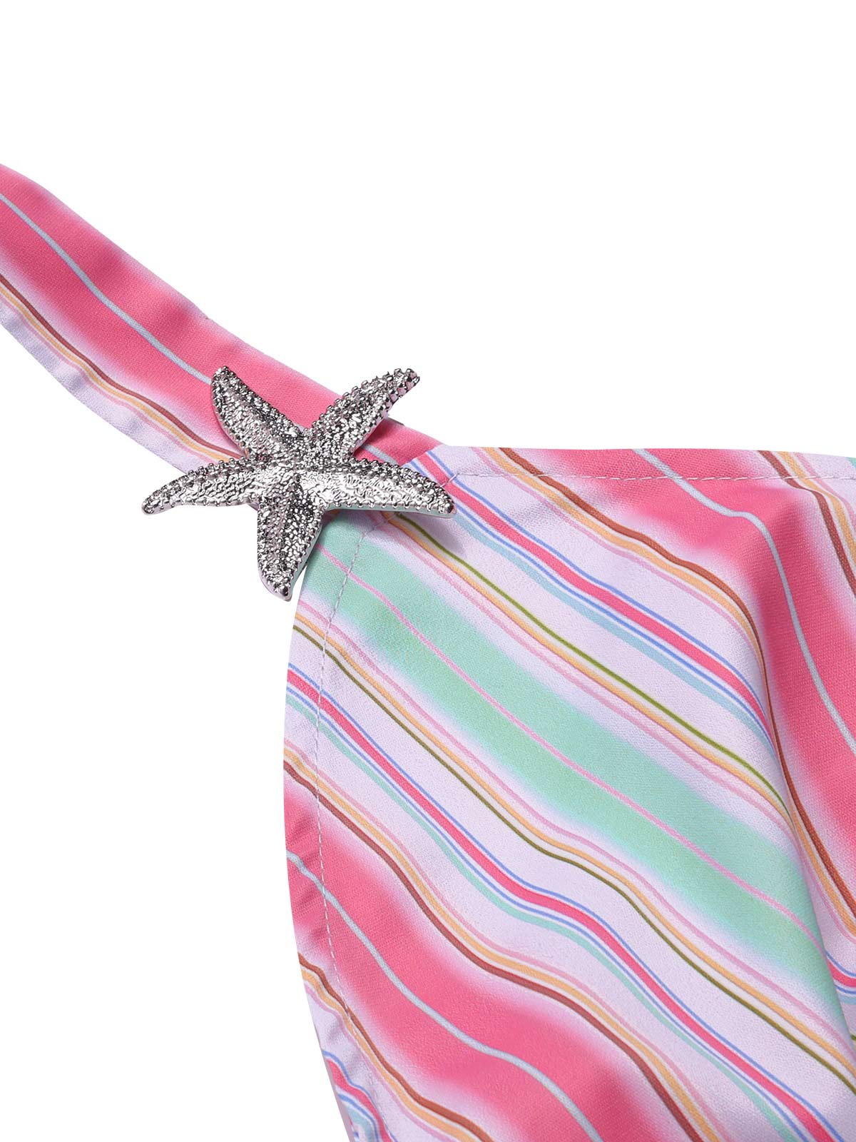 1950s Halter Starfish Colorful Stripes Belted Jumpsuit - Image 5