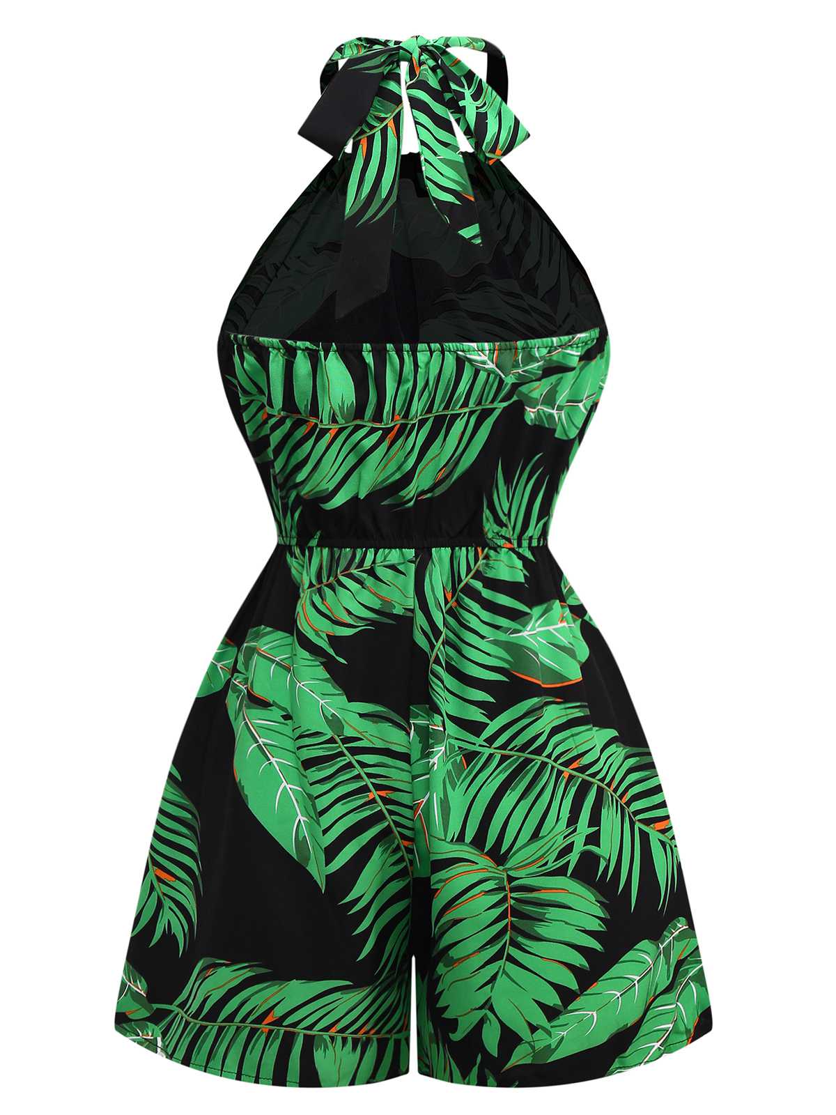 1950s Halter Tropical Palm-Leaf Romper - Image 2
