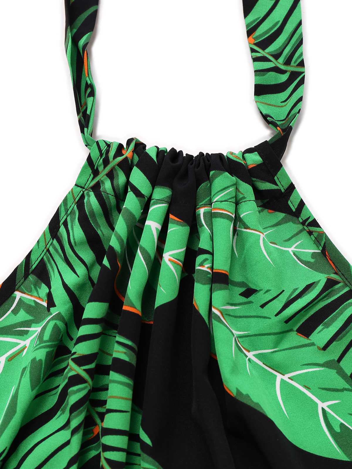 1950s Halter Tropical Palm-Leaf Romper - Image 3