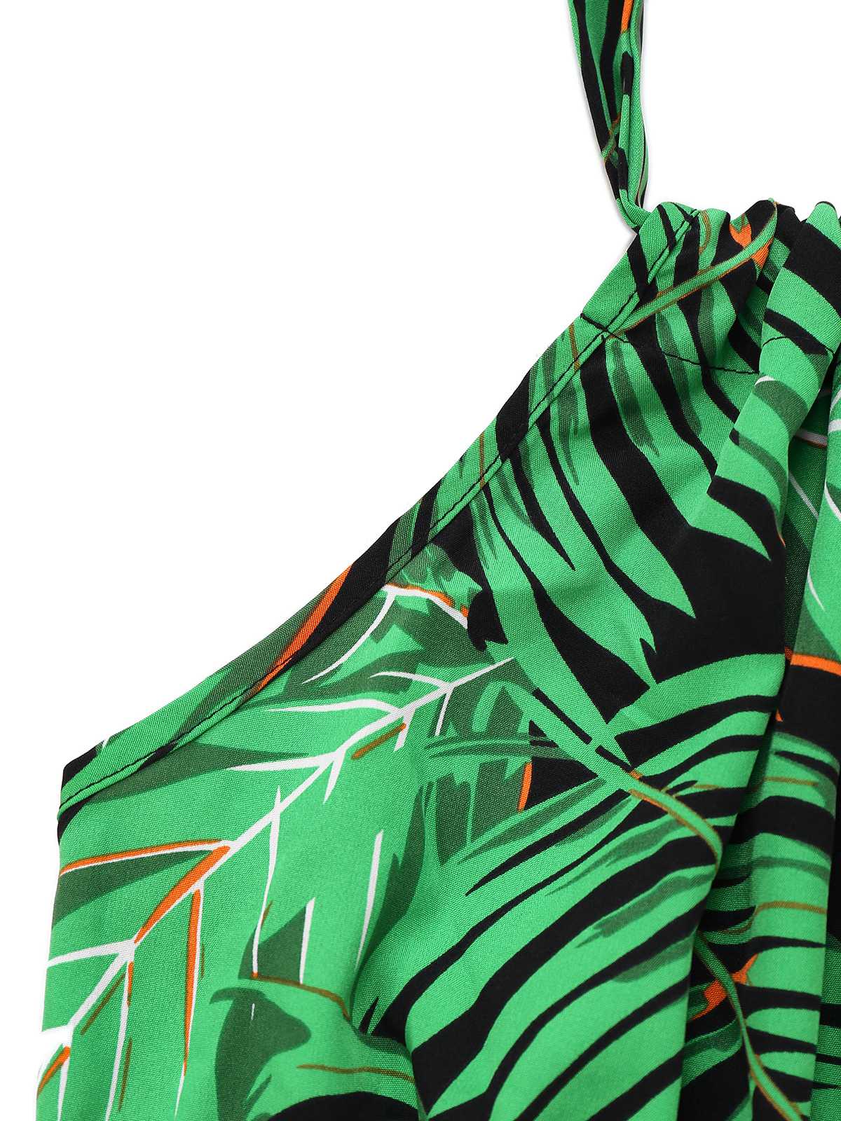 1950s Halter Tropical Palm-Leaf Romper - Image 4