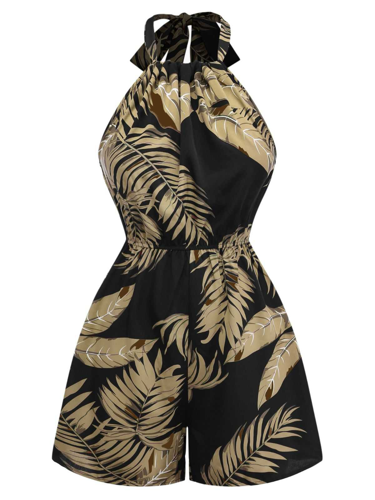 1950s Halter Tropical Palm-Leaf Romper - Image 7
