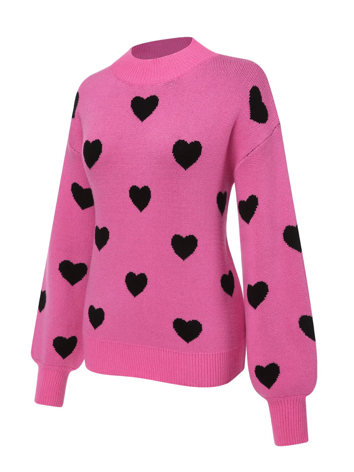 1950s Heart Dots Knitted Solid Sweater - Image 2