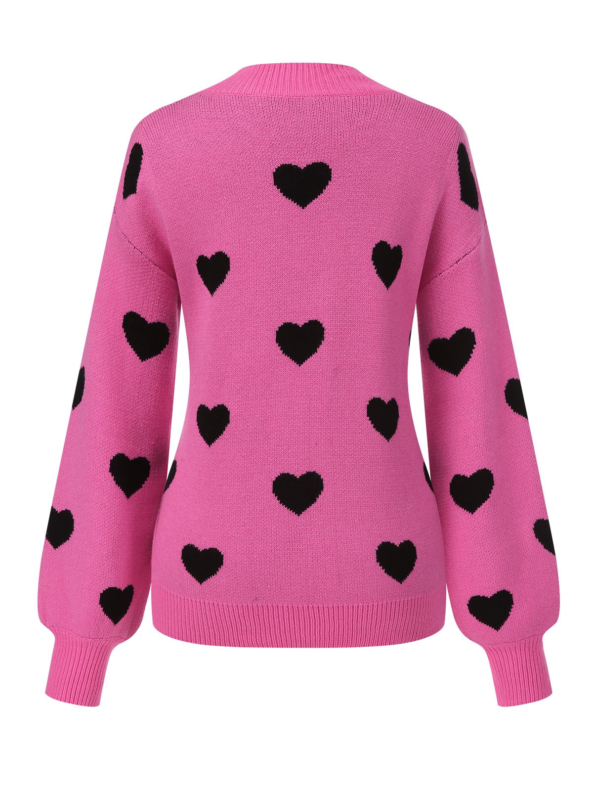 1950s Heart Dots Knitted Solid Sweater - Image 3