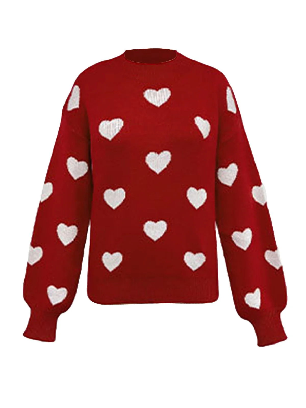 1950s Heart Dots Knitted Solid Sweater - Image 5