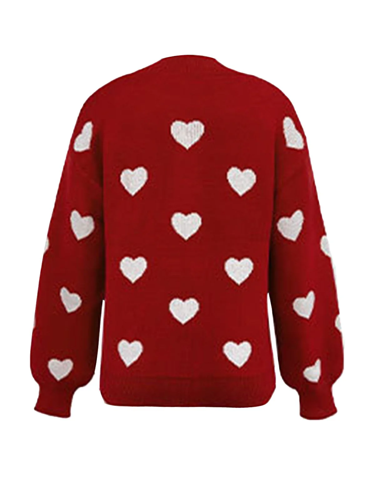1950s Heart Dots Knitted Solid Sweater - Image 6