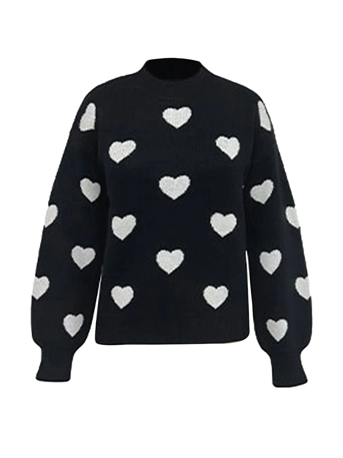 1950s Heart Dots Knitted Solid Sweater - Image 7