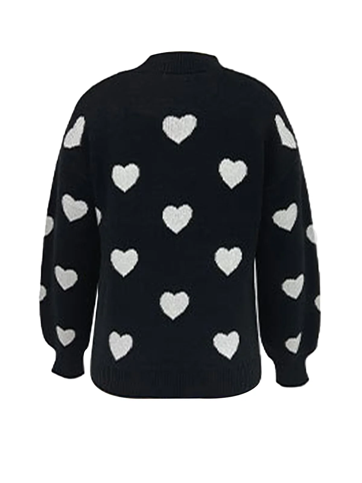 1950s Heart Dots Knitted Solid Sweater - Image 8