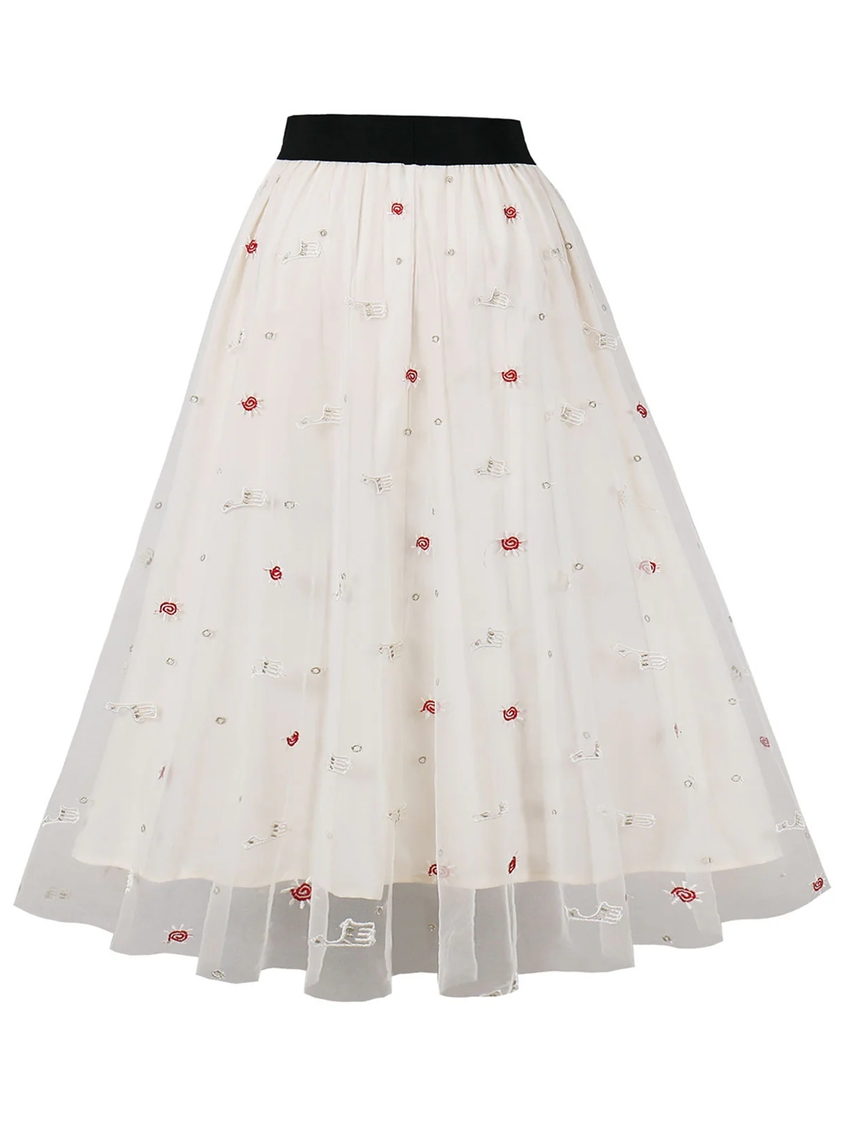 1950s High Waist Colorful Flower Skirt - Image 2