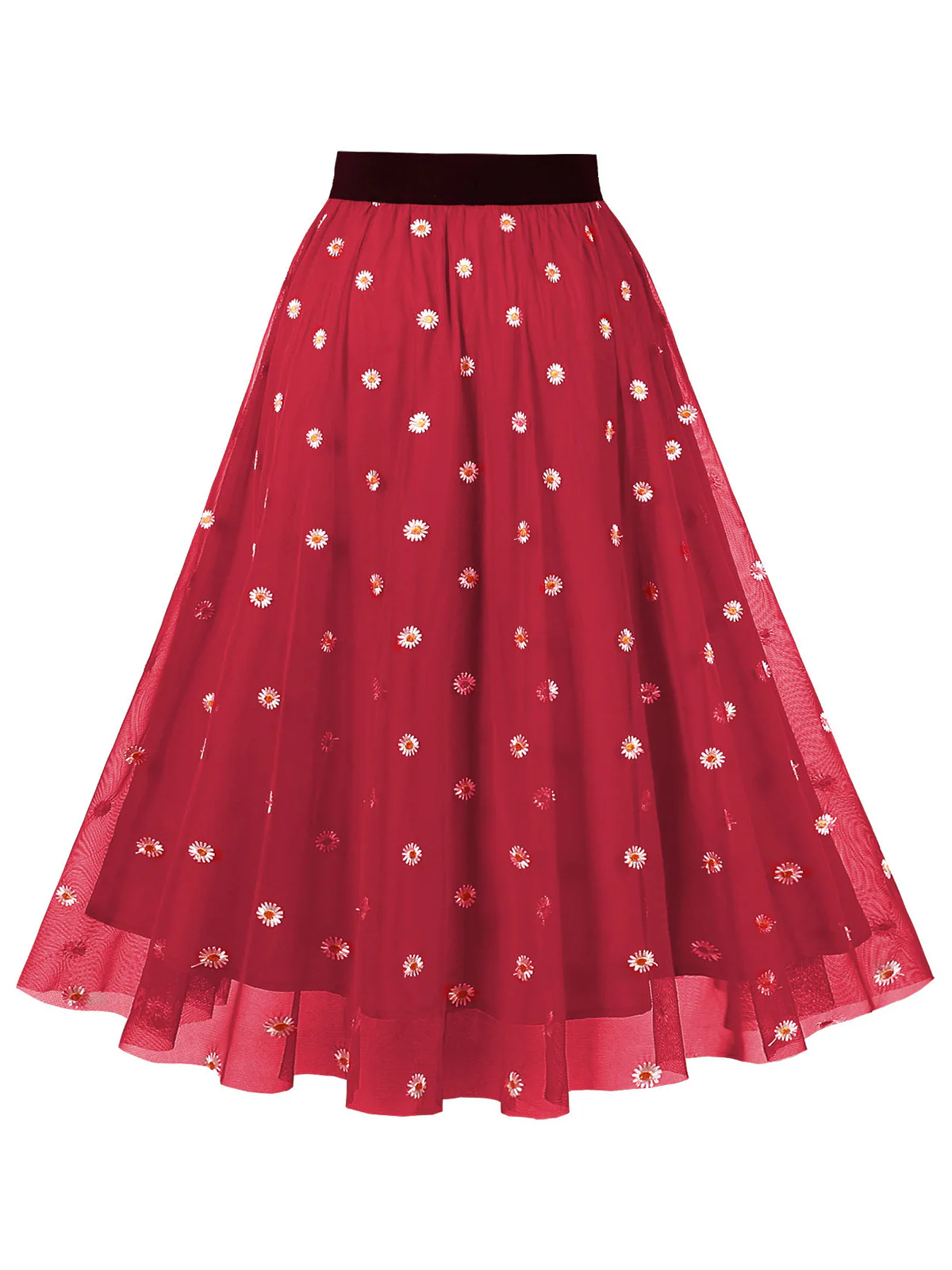 1950s High Waist Colorful Flower Skirt - Image 3