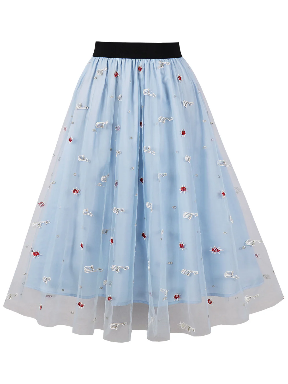 1950s High Waist Colorful Flower Skirt - Image 7