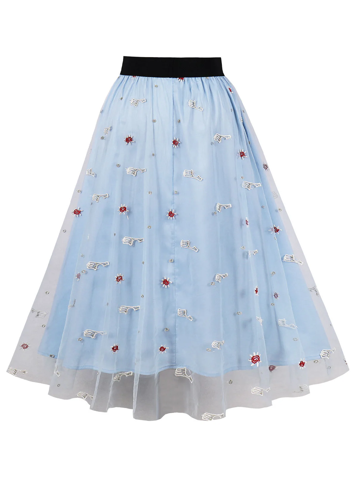 1950s High Waist Colorful Flower Skirt - Image 8