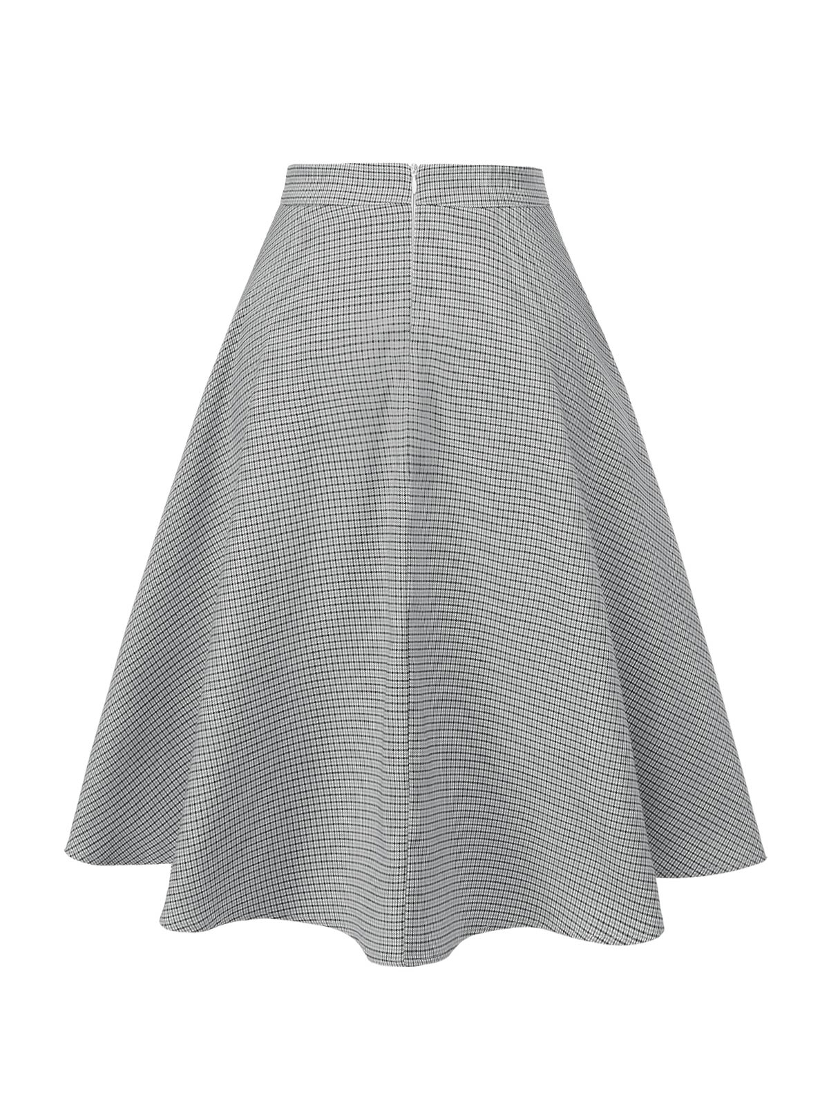 1950s High-Waist Plaids Button Pocket Skirt - Image 5