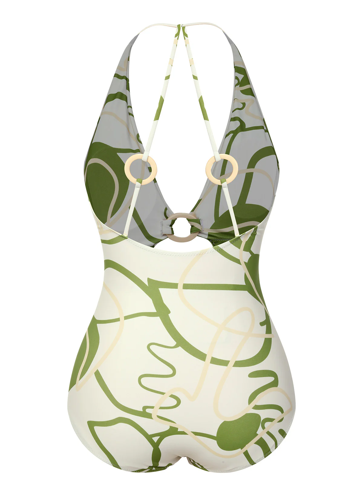 1950s Hollow Ring Backless Halter Swimsuit - Image 3