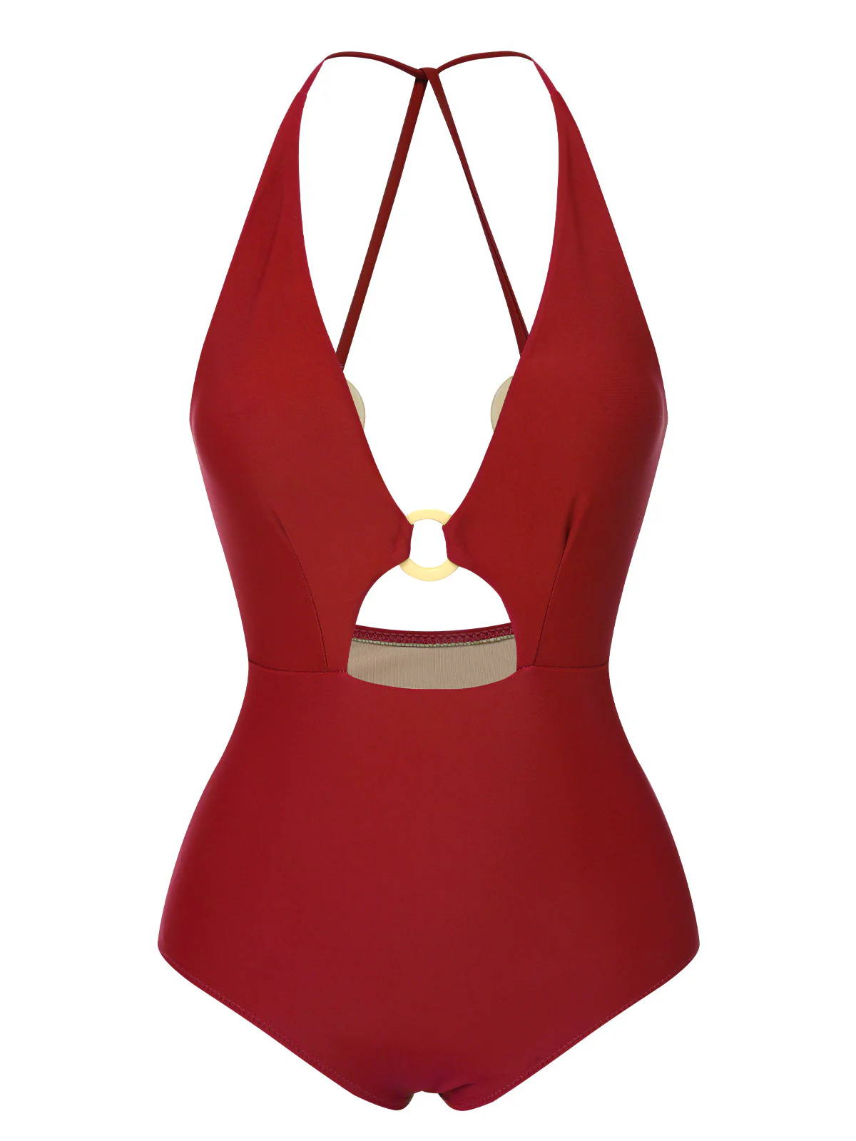 1950s Hollow Ring Backless Halter Swimsuit - Image 9