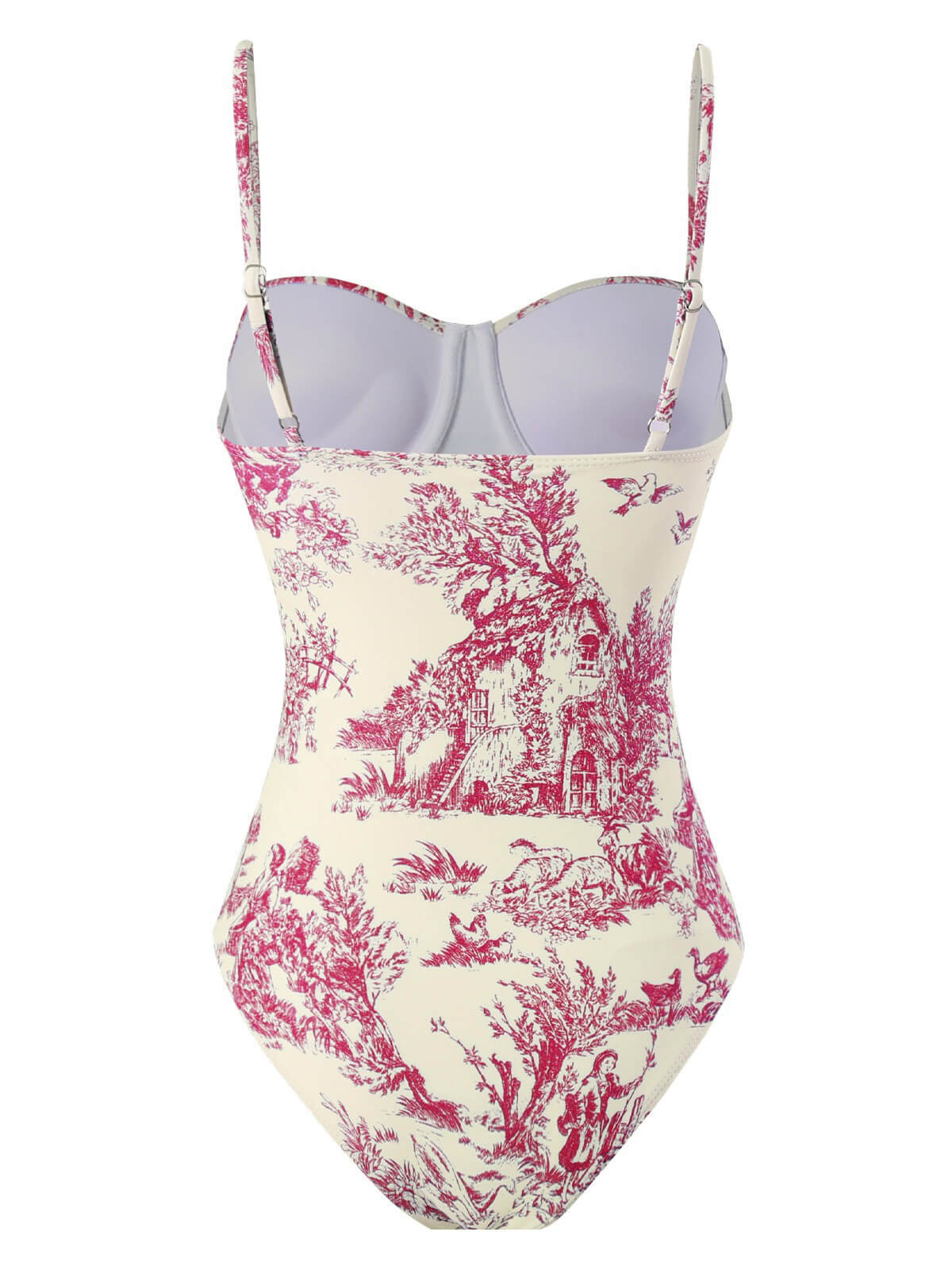[US Warehouse] 1960s Ink Floral Spaghetti Strap One-Piece Swimsuit - Image 5