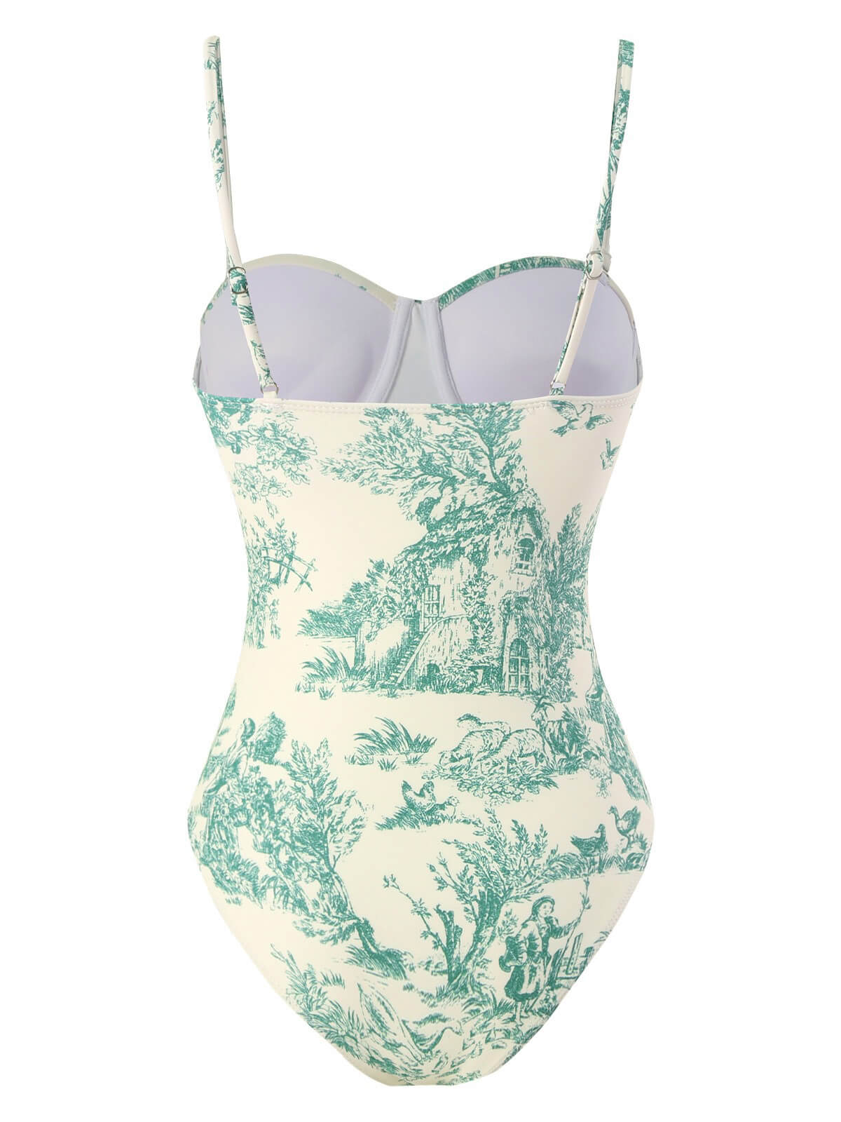 [US Warehouse] 1960s Ink Floral Spaghetti Strap One-Piece Swimsuit - Image 8