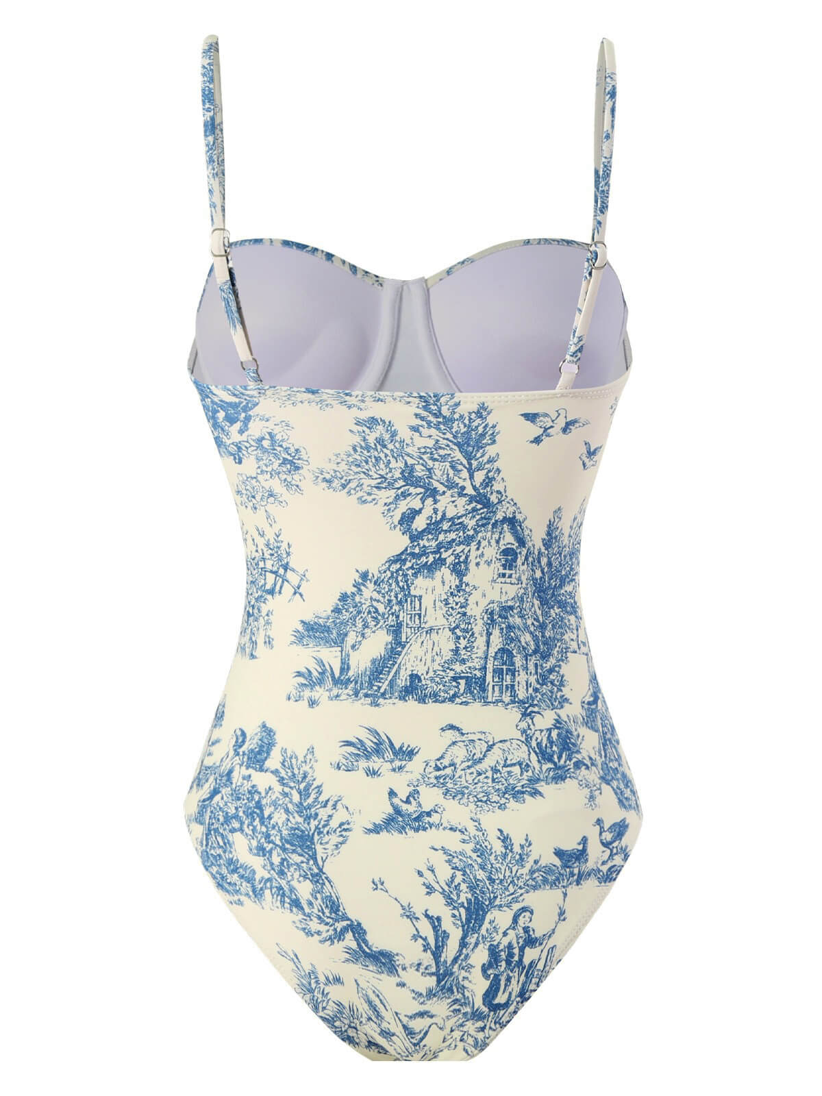 [US Warehouse] 1960s Ink Floral Spaghetti Strap One-Piece Swimsuit - Image 2