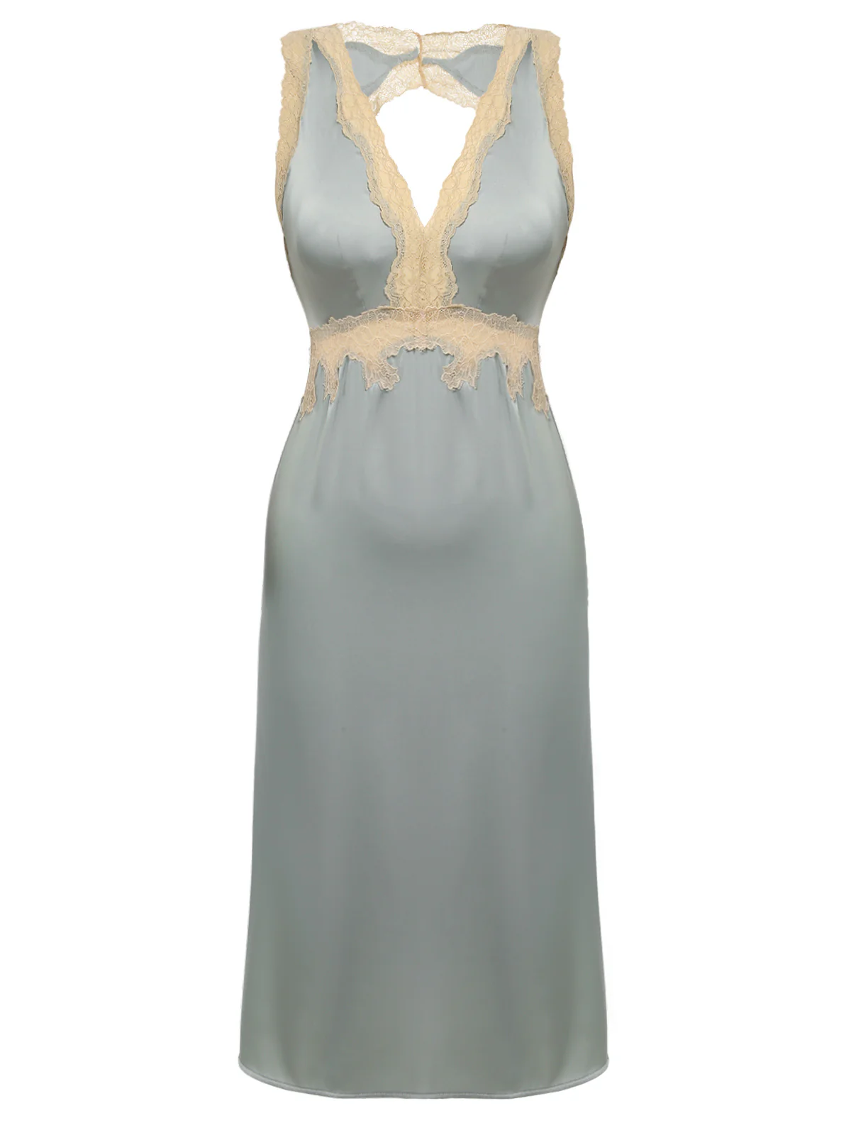 1950s Lace Backless V-Neck Satin Sleepwear - Image 10