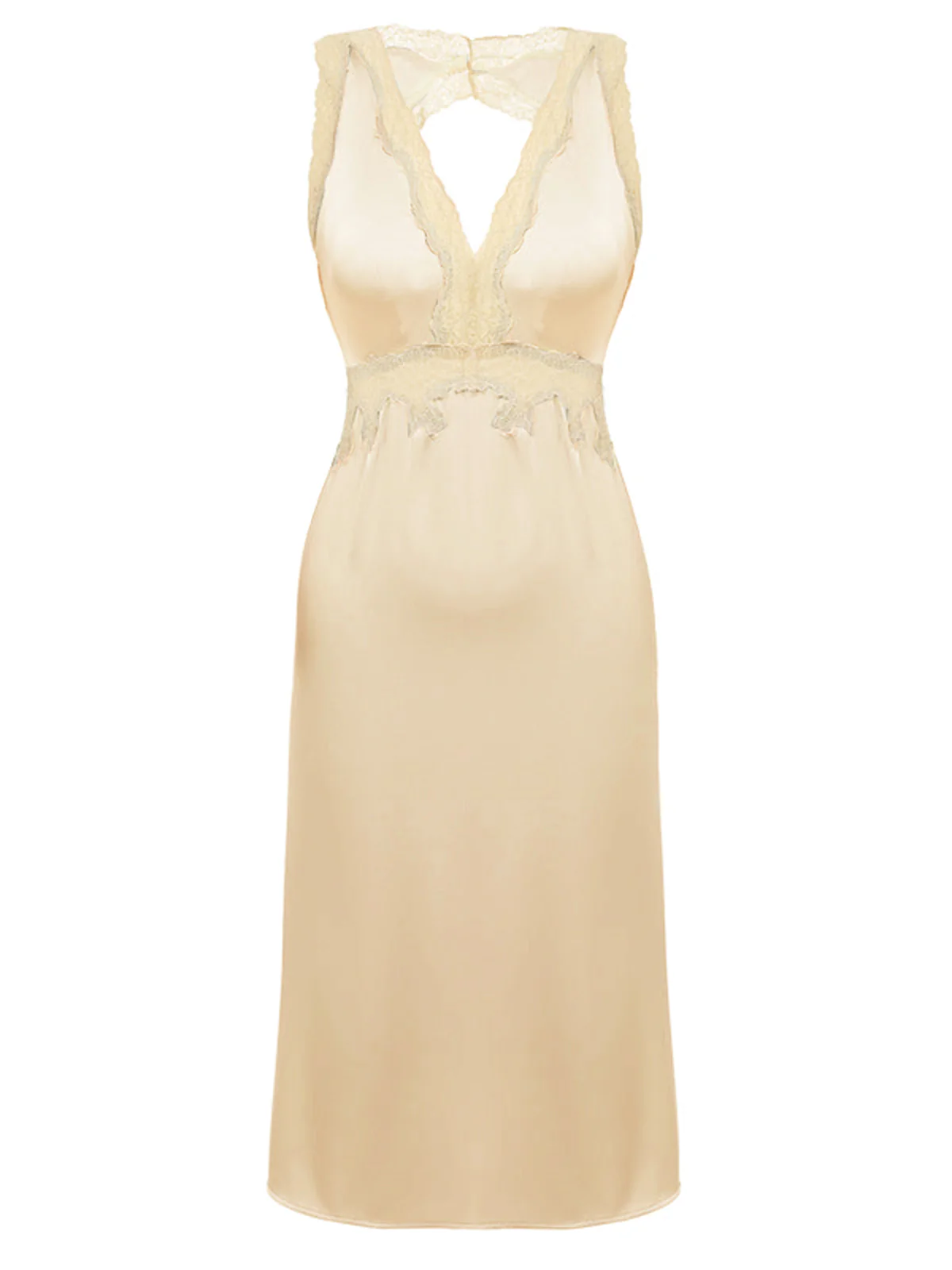 1950s Lace Backless V-Neck Satin Sleepwear - Image 11