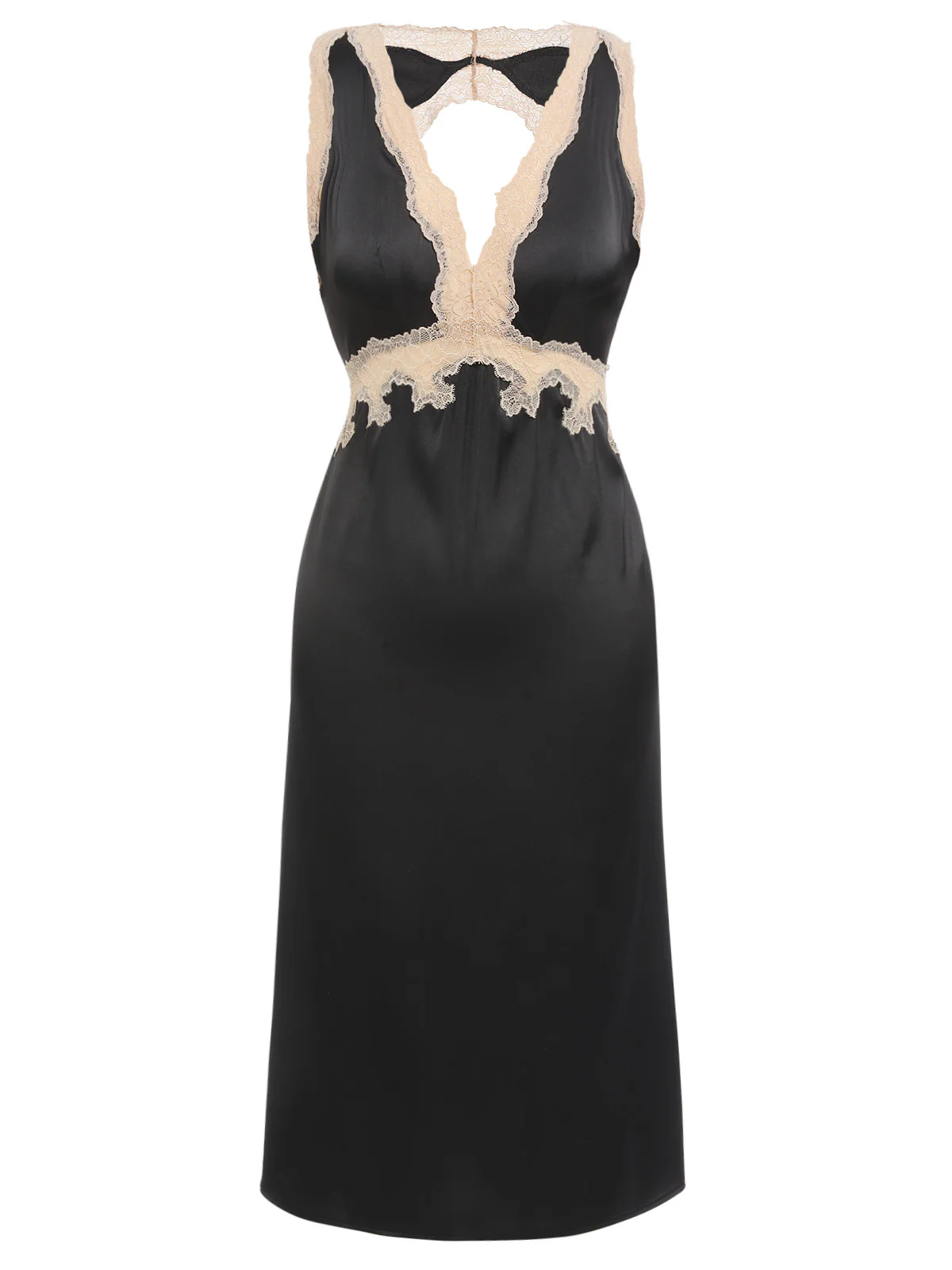 1950s Lace Backless V-Neck Satin Sleepwear - Image 5