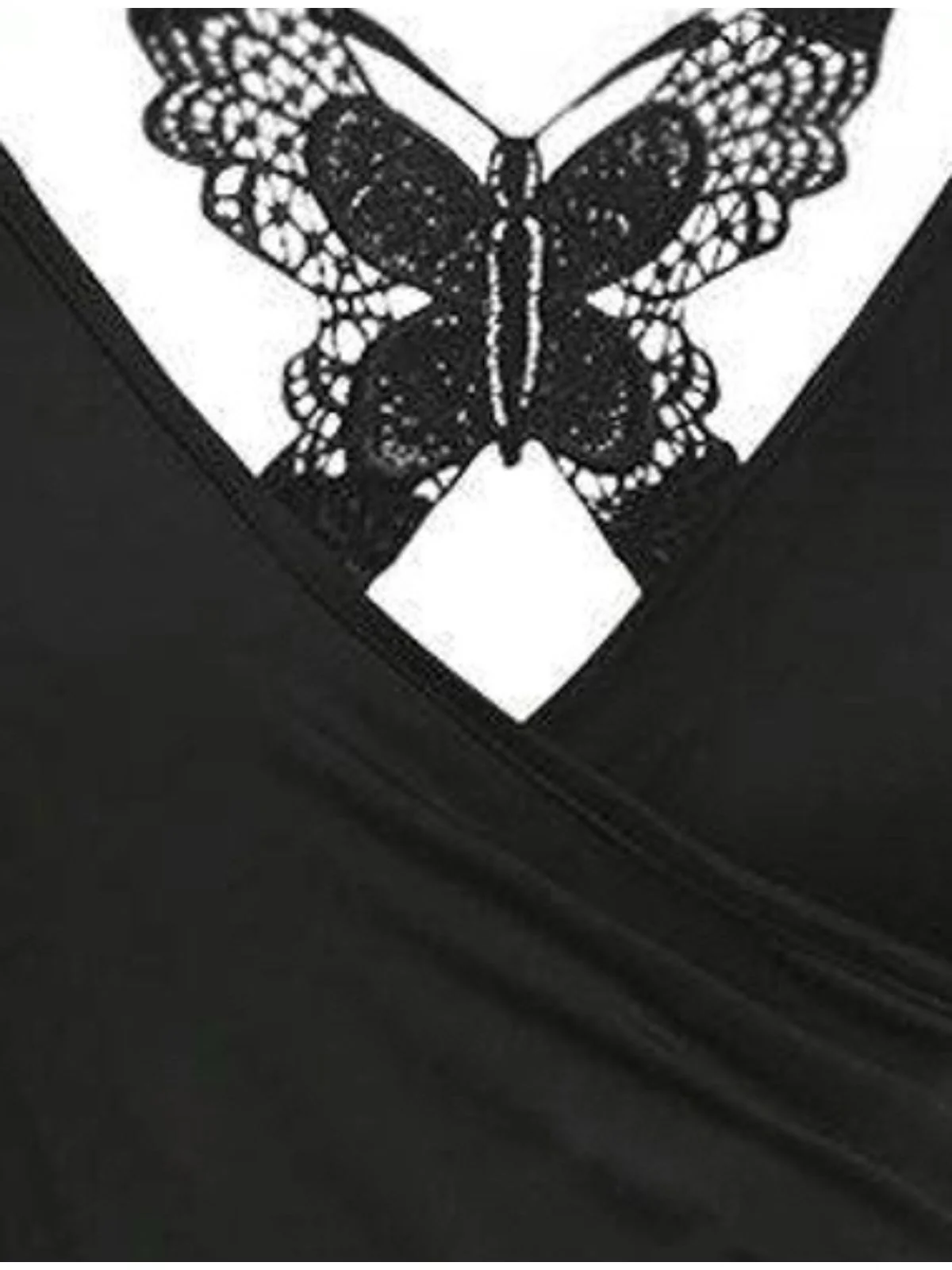 1950s Lace Butterfly Floral Colorblock Dress - Image 3