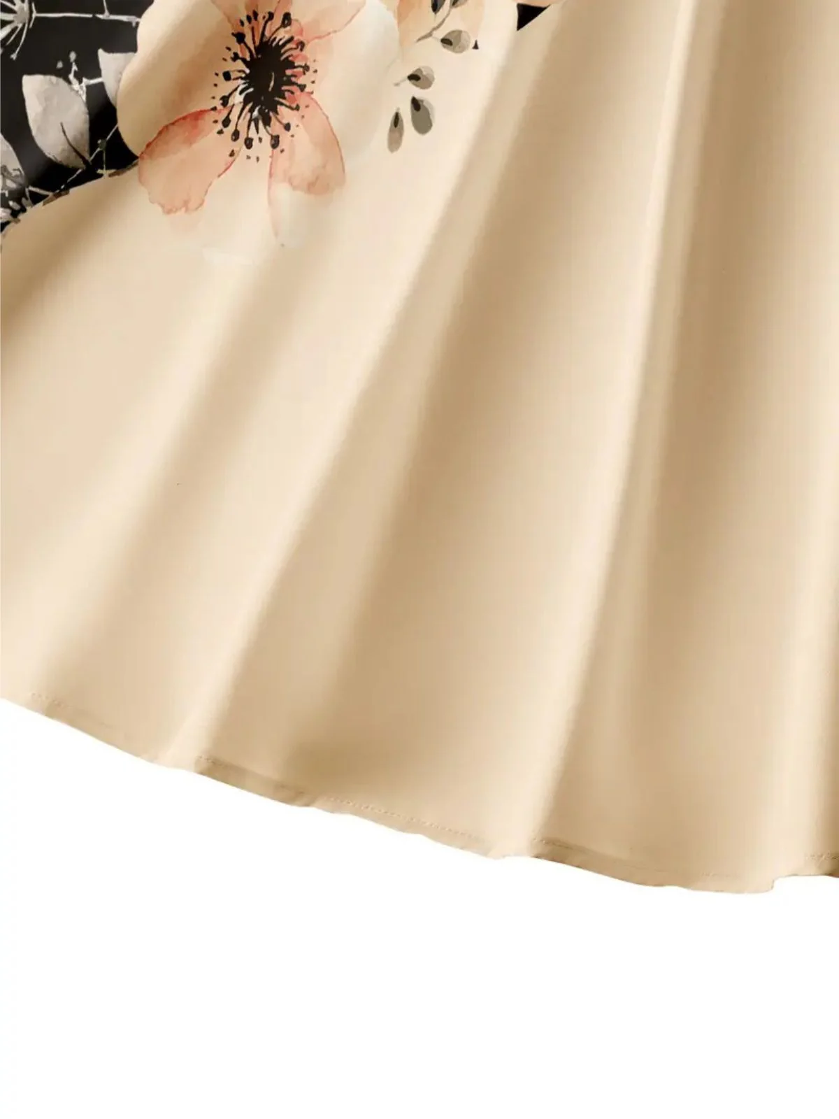 1950s Lace Butterfly Floral Colorblock Dress - Image 5