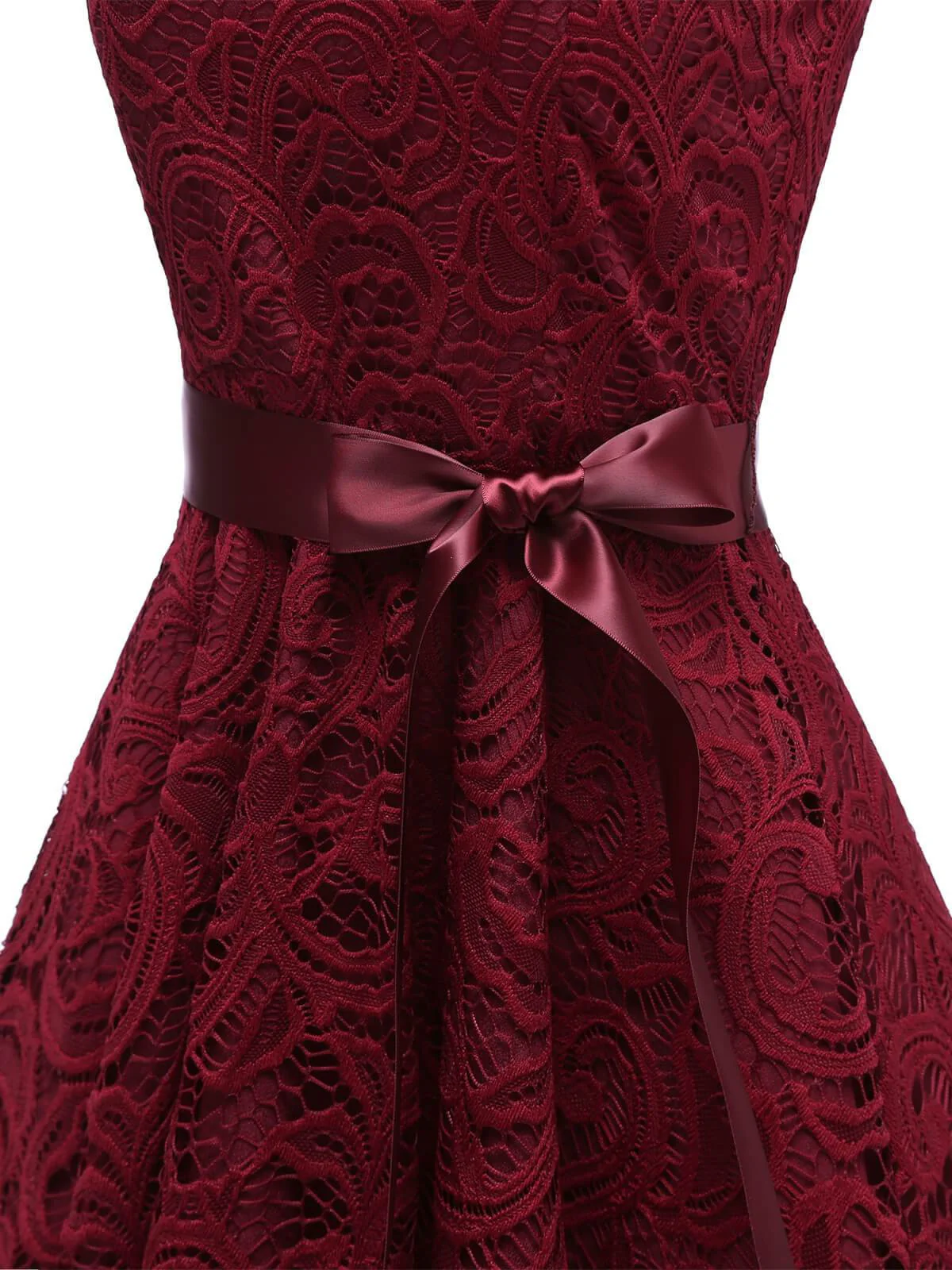 1950s Lace V Neck Bow Dress - Image 13