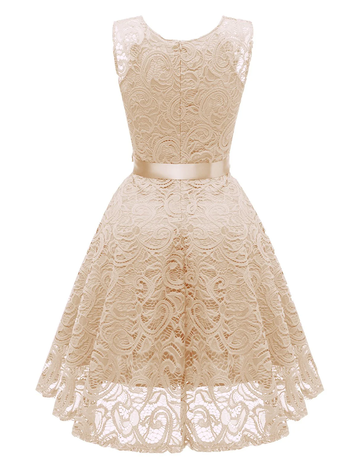1950s Lace V Neck Bow Dress - Image 6