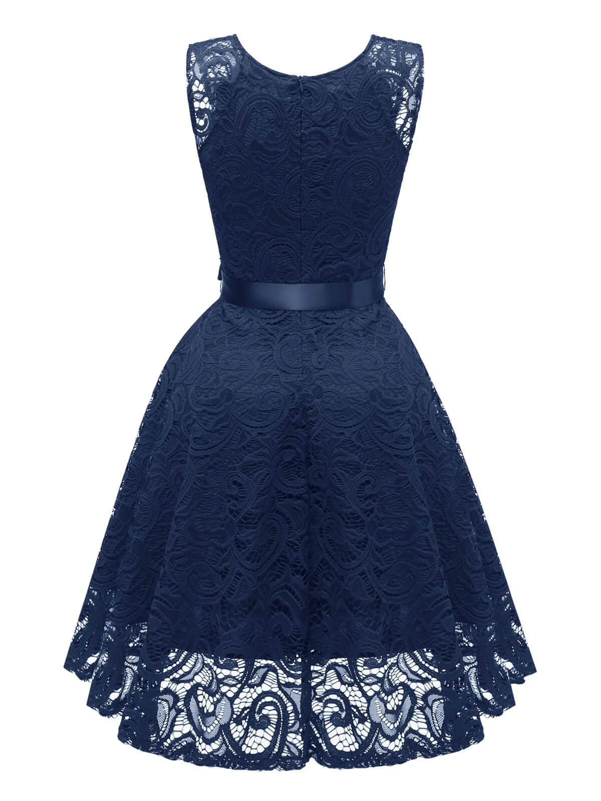 1950s Lace V Neck Bow Dress - Image 9