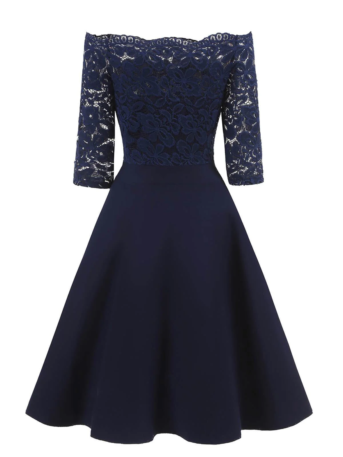 1950s Lace Off Shoulder Dress - Image 3