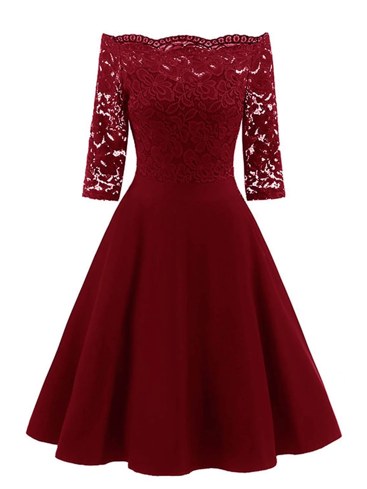 1950s Lace Off Shoulder Dress - Image 4