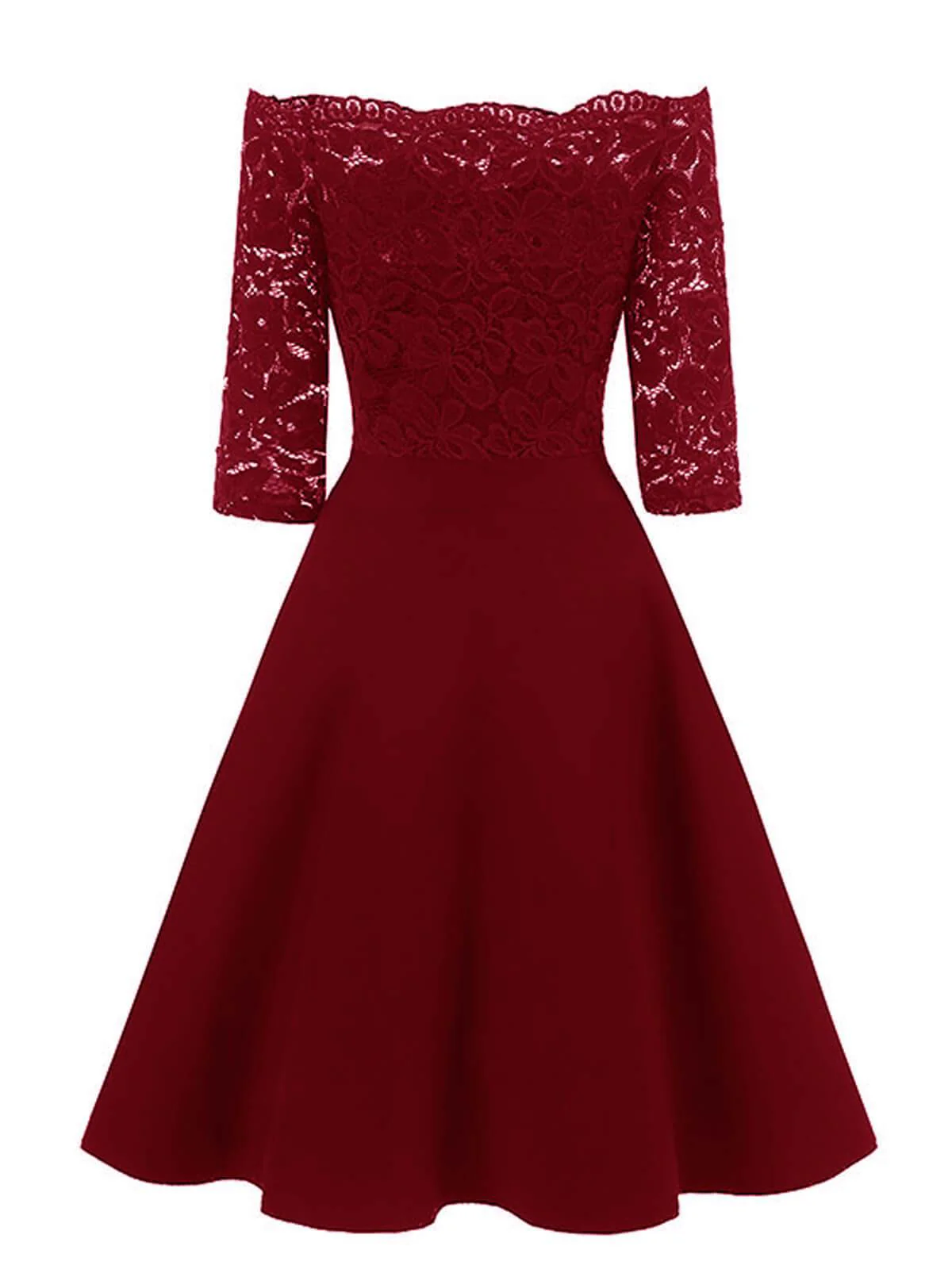 1950s Lace Off Shoulder Dress - Image 7