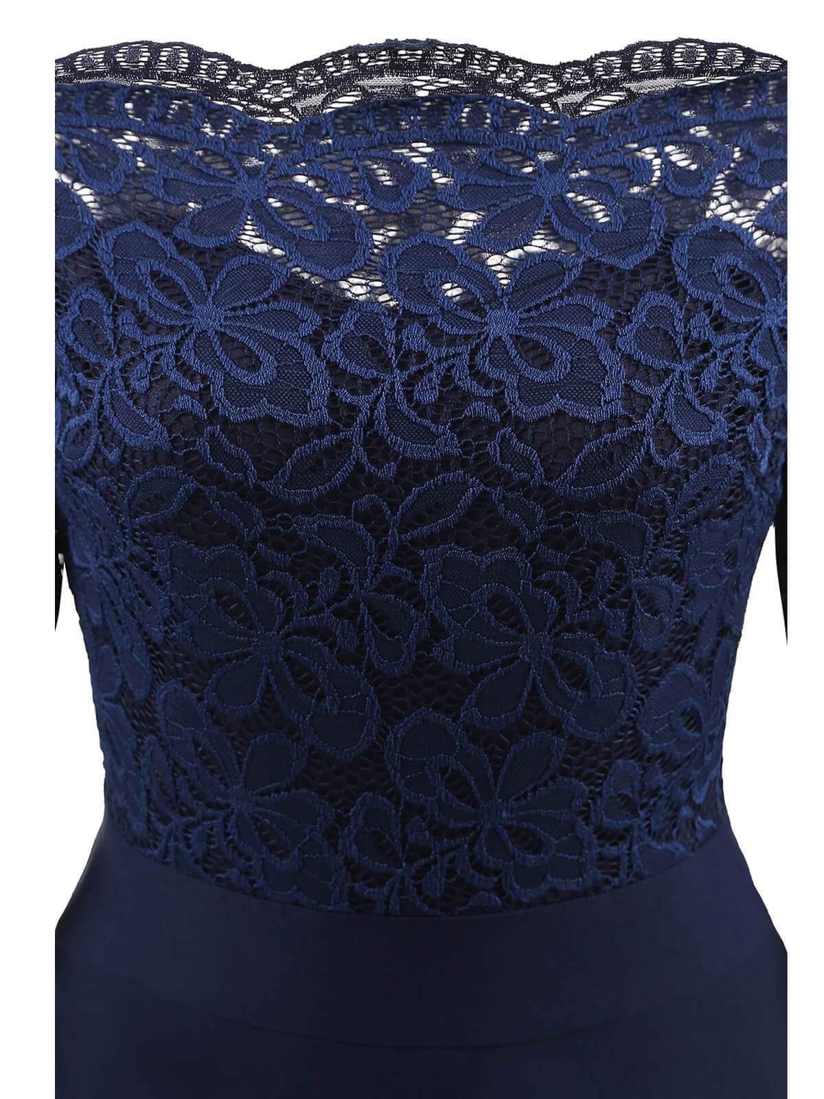 1950s Lace Off Shoulder Dress - Image 10