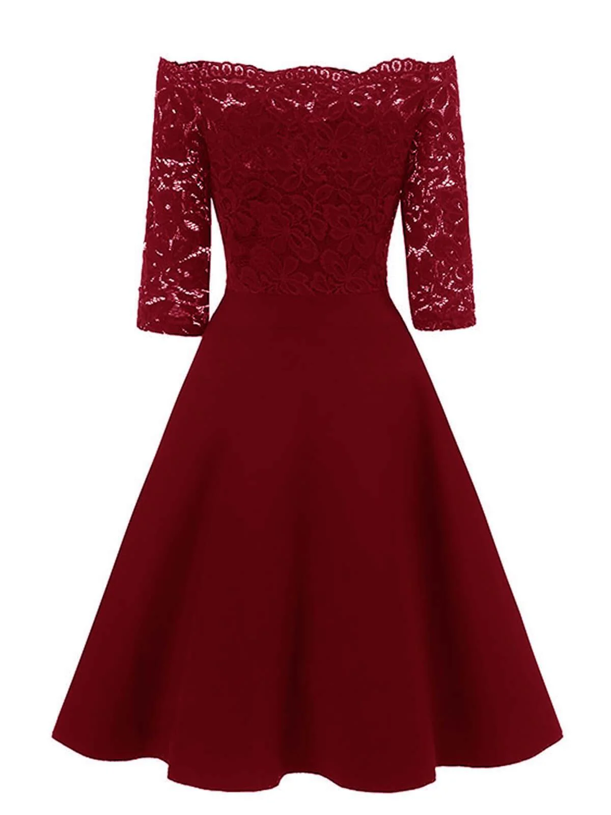 1950s Lace Off Shoulder Dress - Image 3