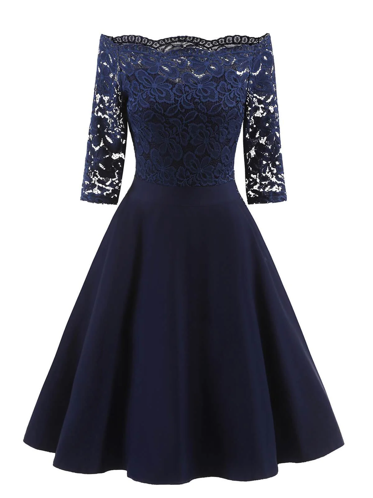 1950s Lace Off Shoulder Dress - Image 6