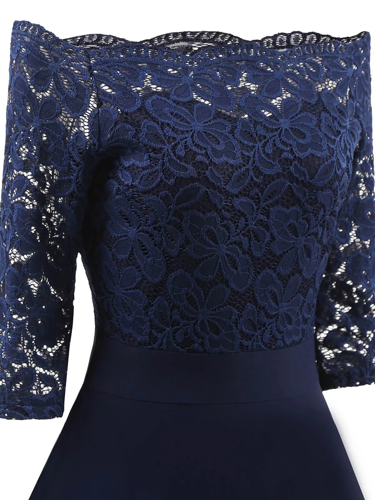 1950s Lace Off Shoulder Dress - Image 9