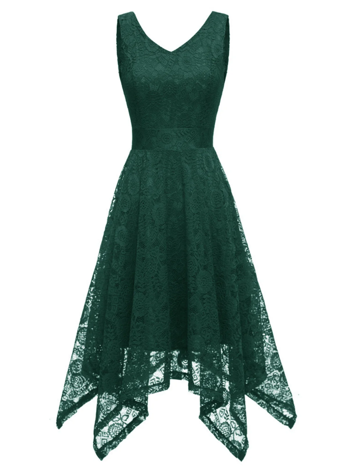 1950s Lace Pointed Hem Swing Dress - Image 2