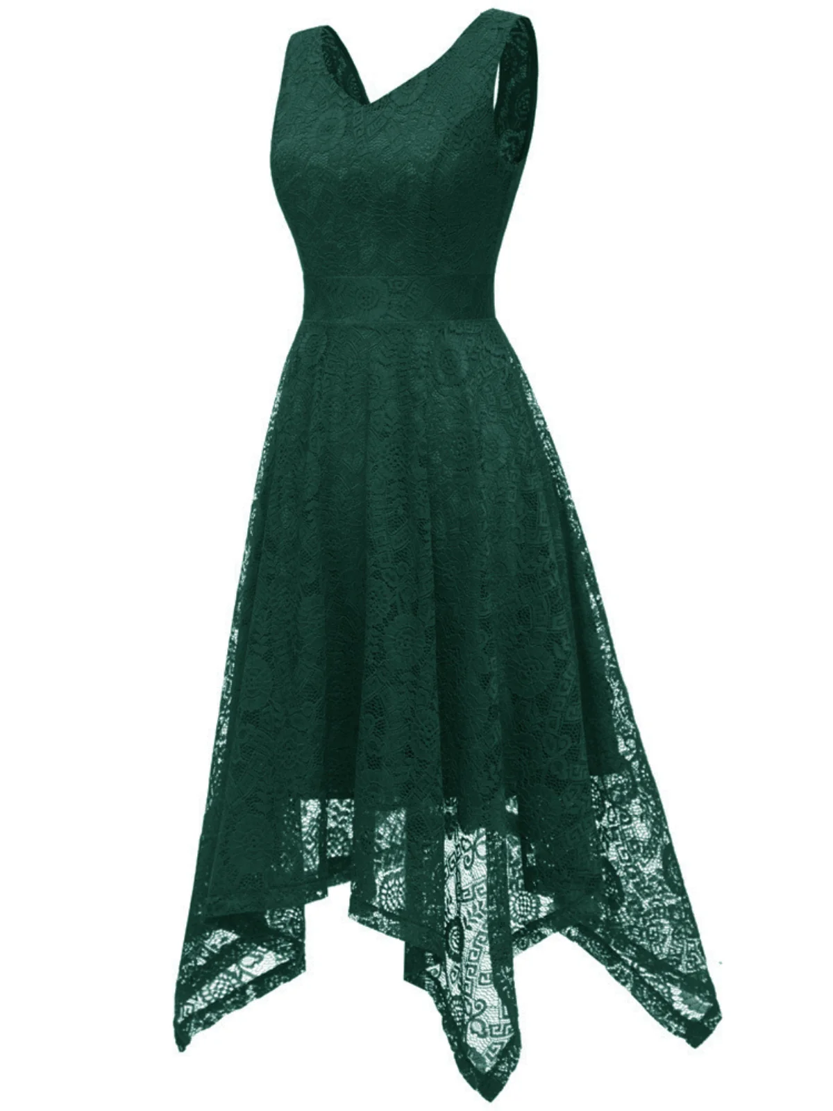 1950s Lace Pointed Hem Swing Dress - Image 3