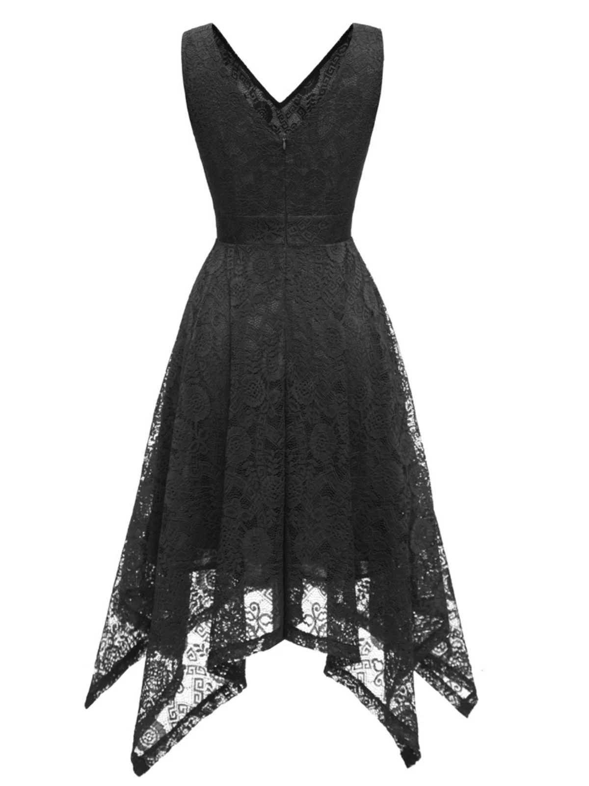 1950s Lace Pointed Hem Swing Dress - Image 6