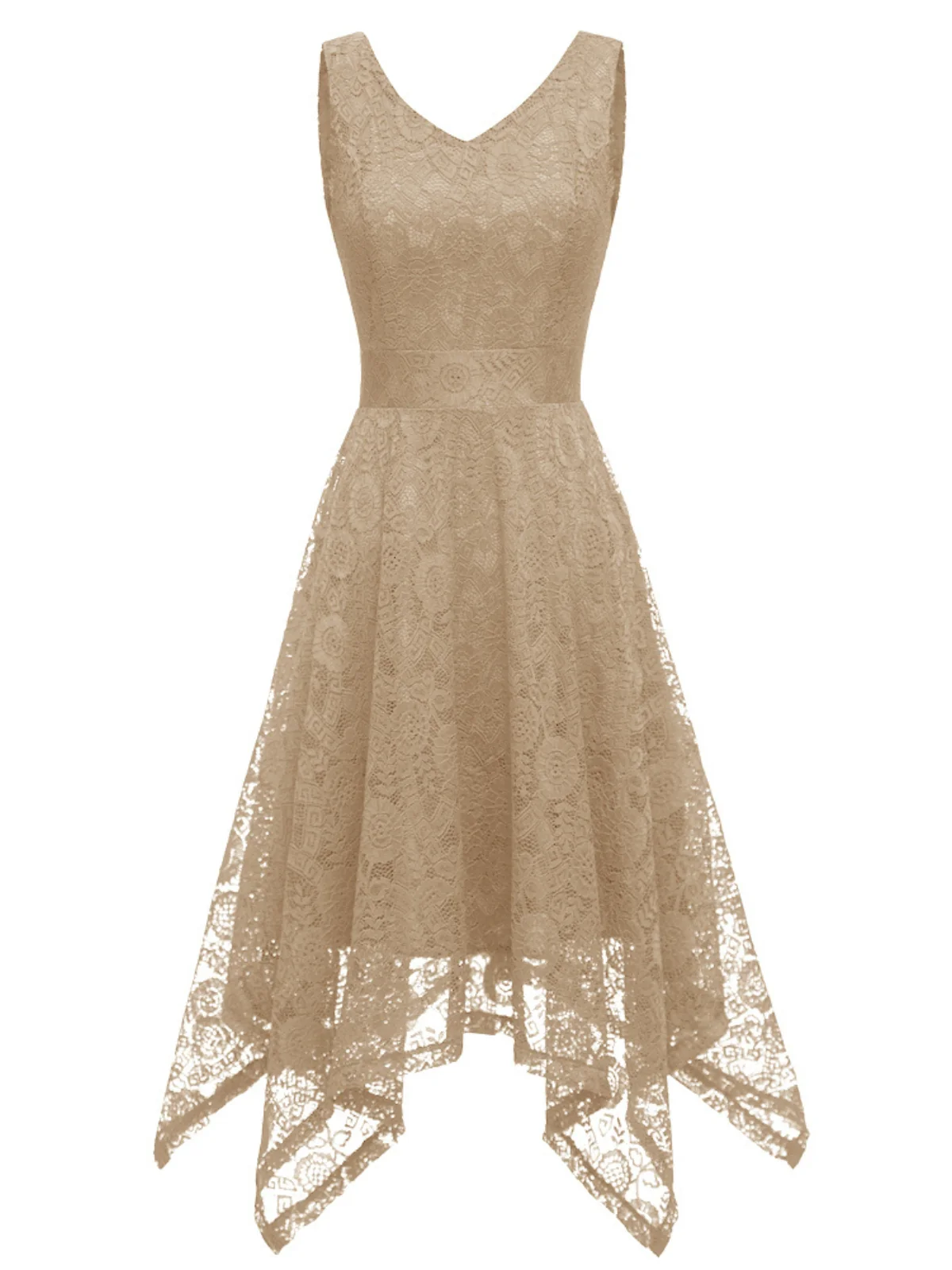 1950s Lace Pointed Hem Swing Dress - Image 7