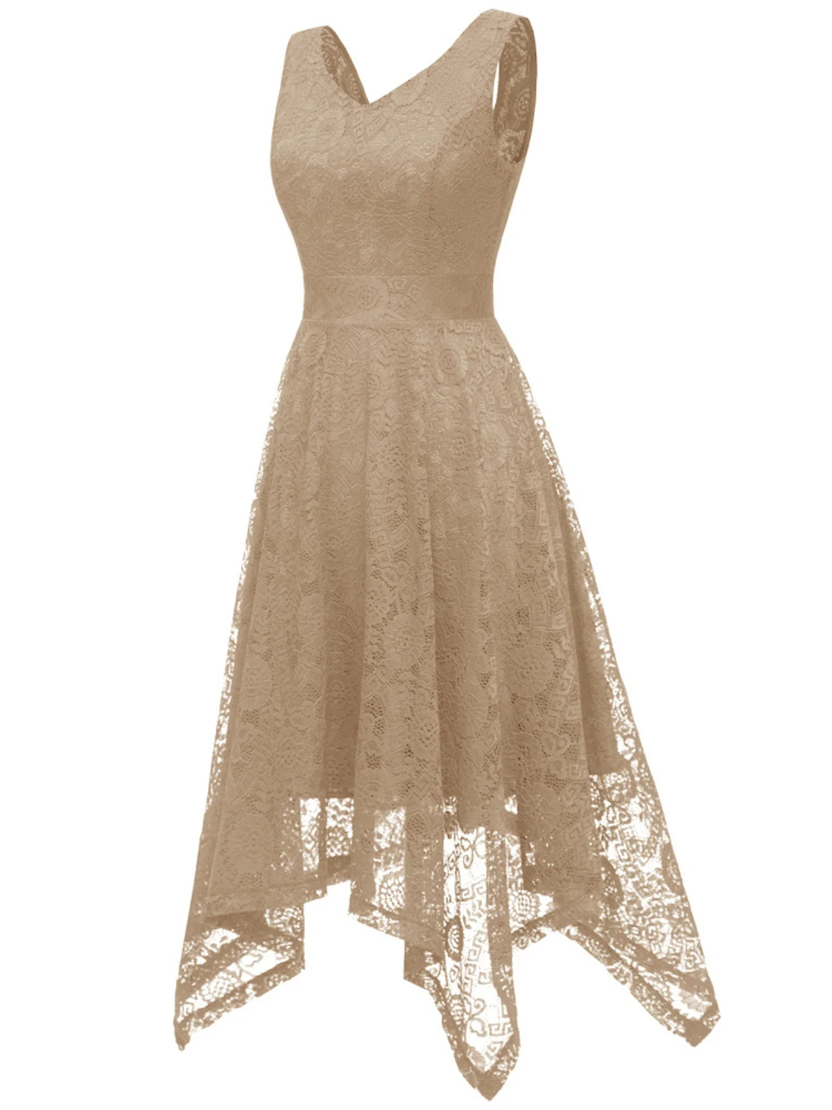 1950s Lace Pointed Hem Swing Dress - Image 8