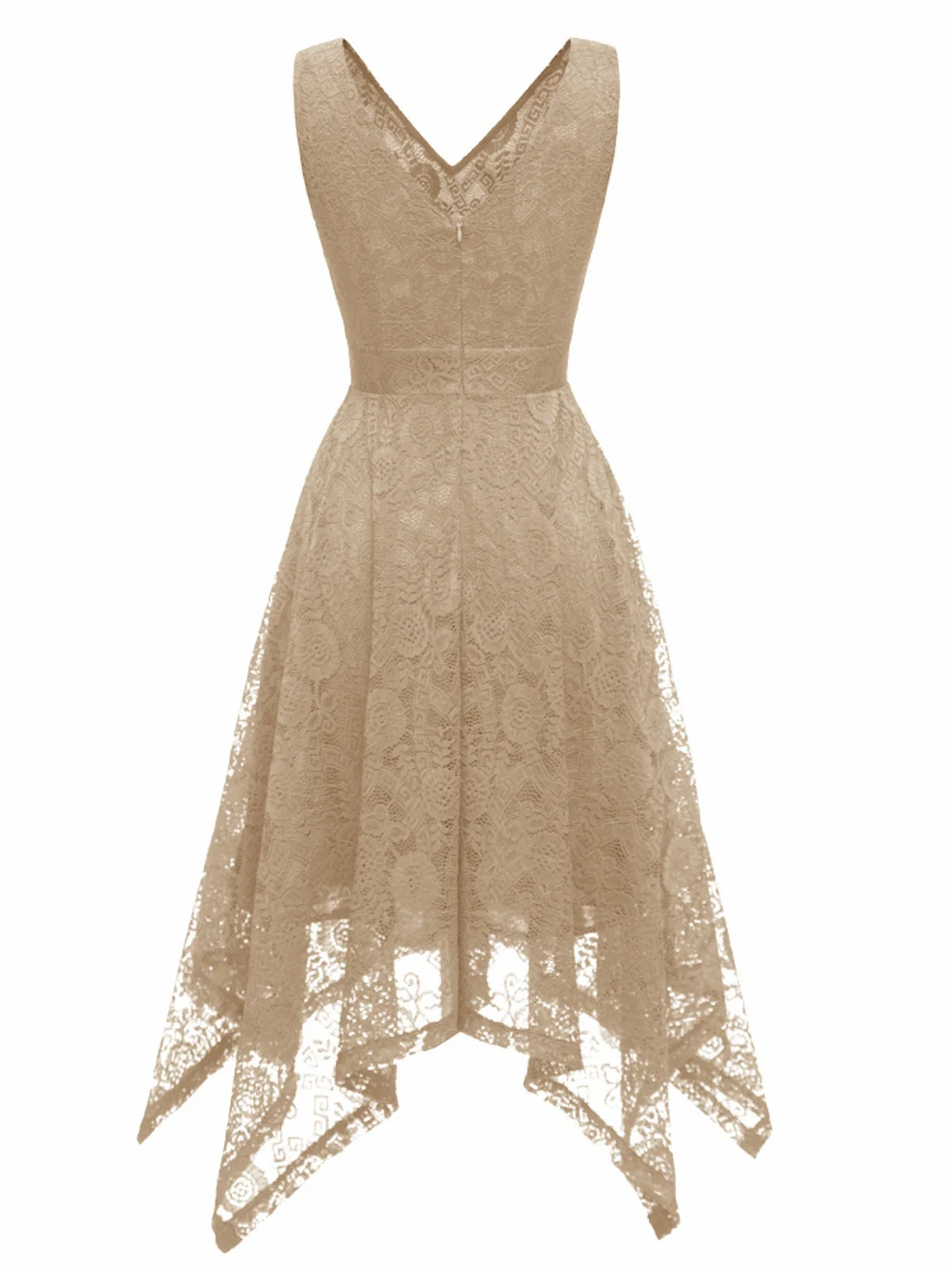 1950s Lace Pointed Hem Swing Dress - Image 9