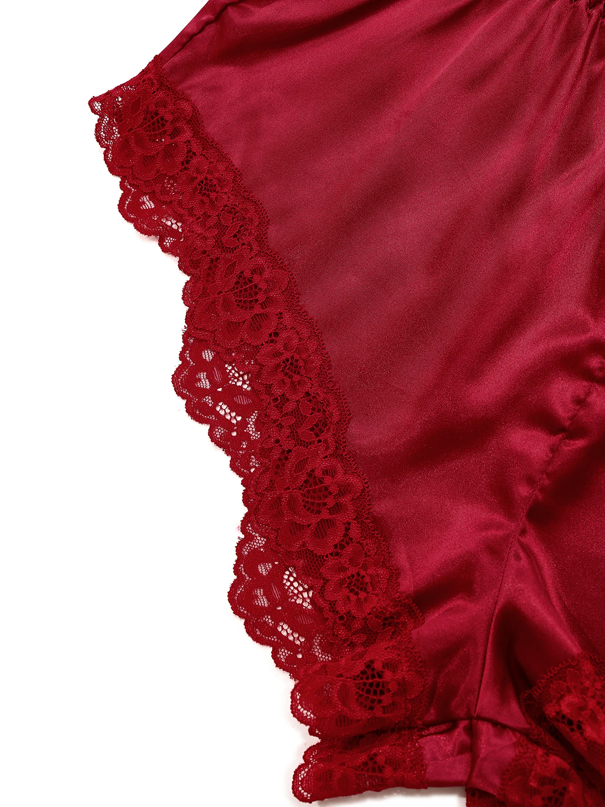 1950s Lace Satin Deep V Backless Sleep Romper - Image 4