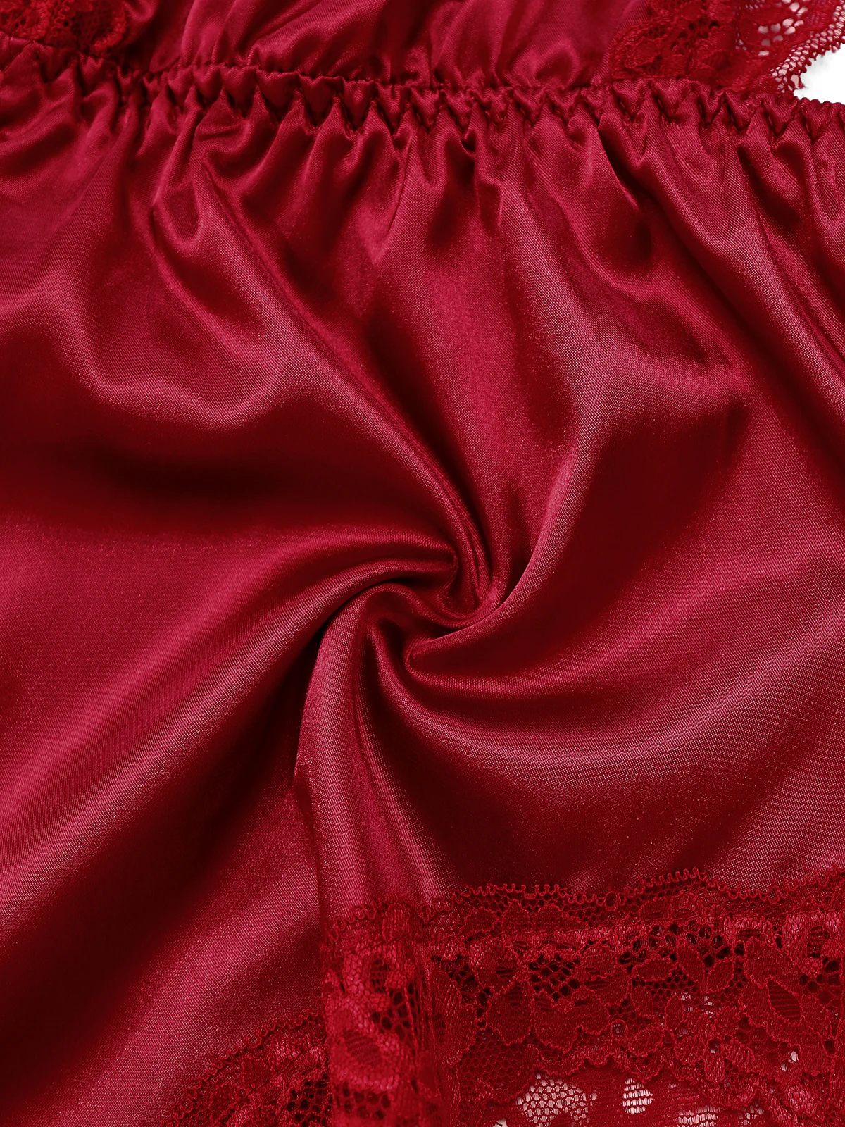 1950s Lace Satin Deep V Backless Sleep Romper - Image 5